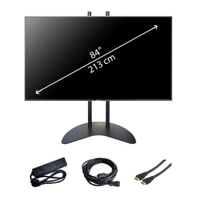 Location d'un pack comprenant un écran de 85" sur un pied. Livraison et installation à Paris et dans toute l'Ile de France
