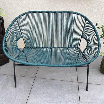 Canapé cordage bleu Location de salon en cordage, canapés et fauteuils en Ile de France.